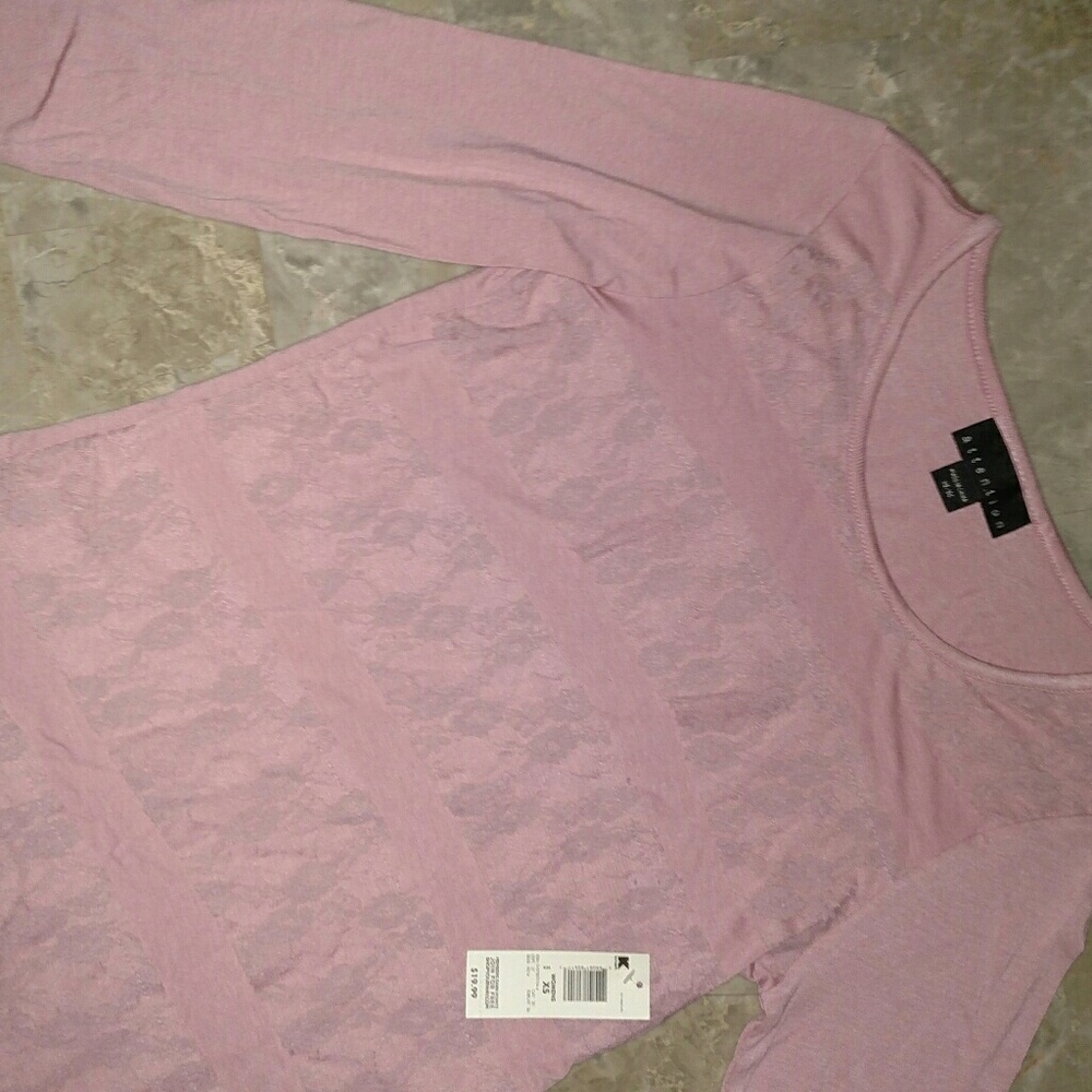 New Pink lace embellished 3/4 sleeve shirt